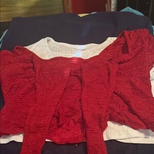 SHEIN Red Textured Blouse